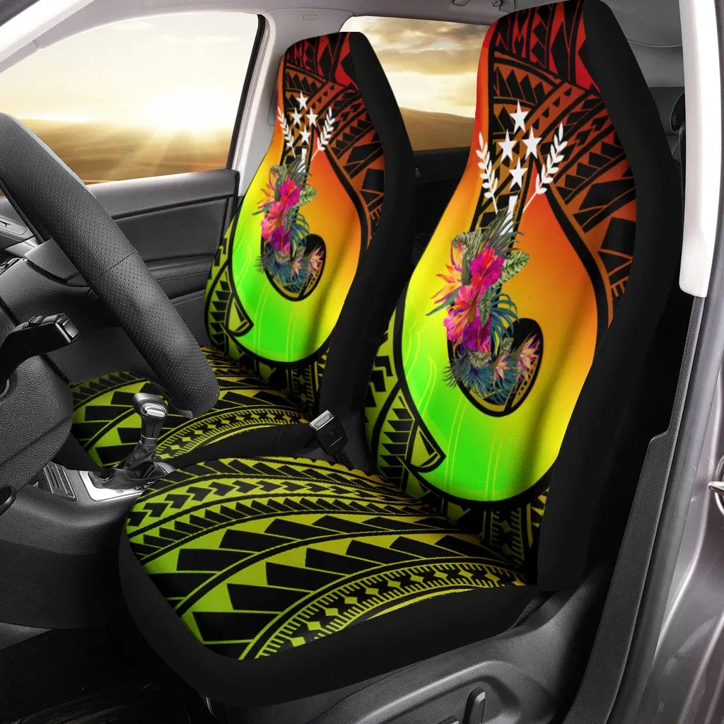 Kosrae Car Seat Covers - Polynesian Hook And Hibiscus (Reggae)