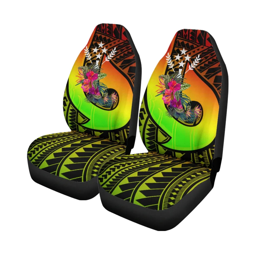 Kosrae Car Seat Covers - Polynesian Hook And Hibiscus (Reggae)