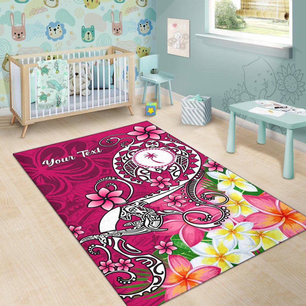Kosrae Custom Personalised Area Rug - Turtle Plumeria (Pink)