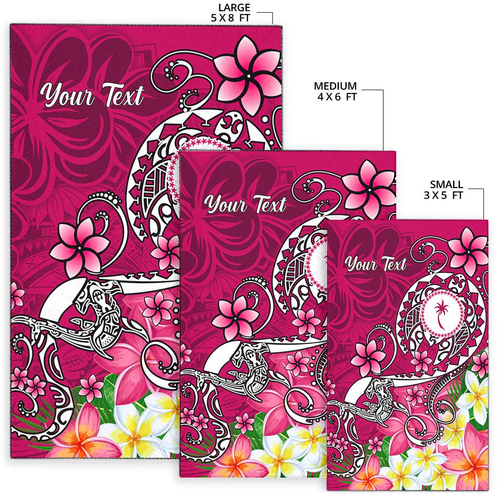 Kosrae Custom Personalised Area Rug - Turtle Plumeria (Pink)