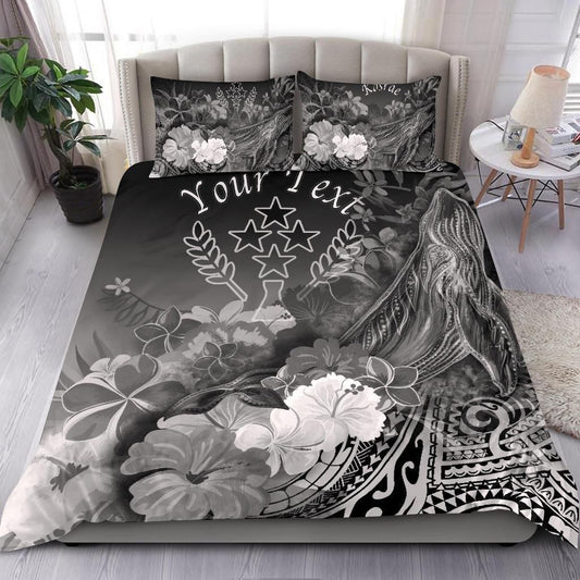 Kosrae Custom Personalised Bedding Set - Humpback Whale With Tropical Flowers (White)