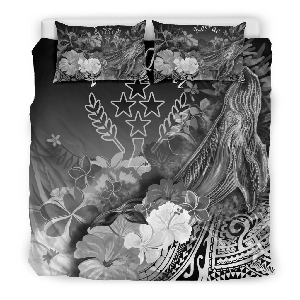 Kosrae Custom Personalised Bedding Set - Humpback Whale With Tropical Flowers (White)
