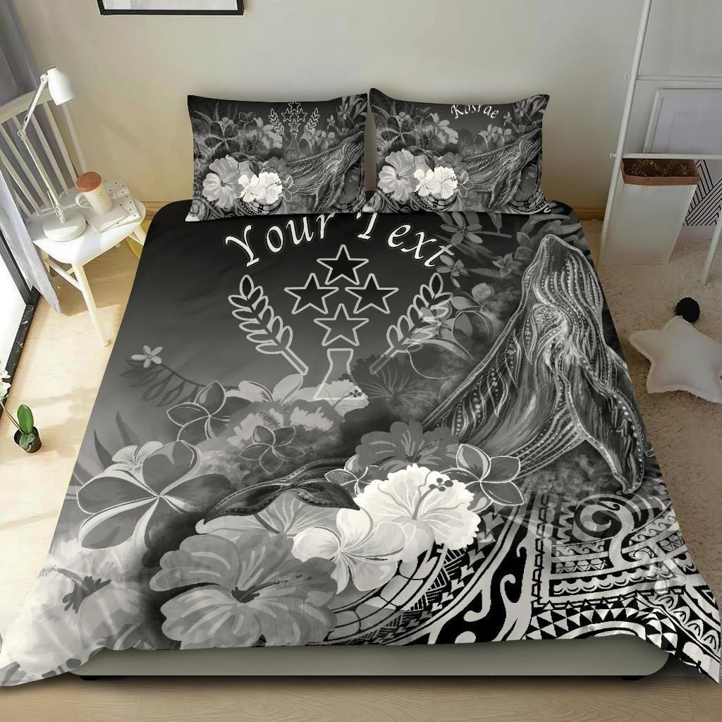 Kosrae Custom Personalised Bedding Set - Humpback Whale With Tropical Flowers (White)