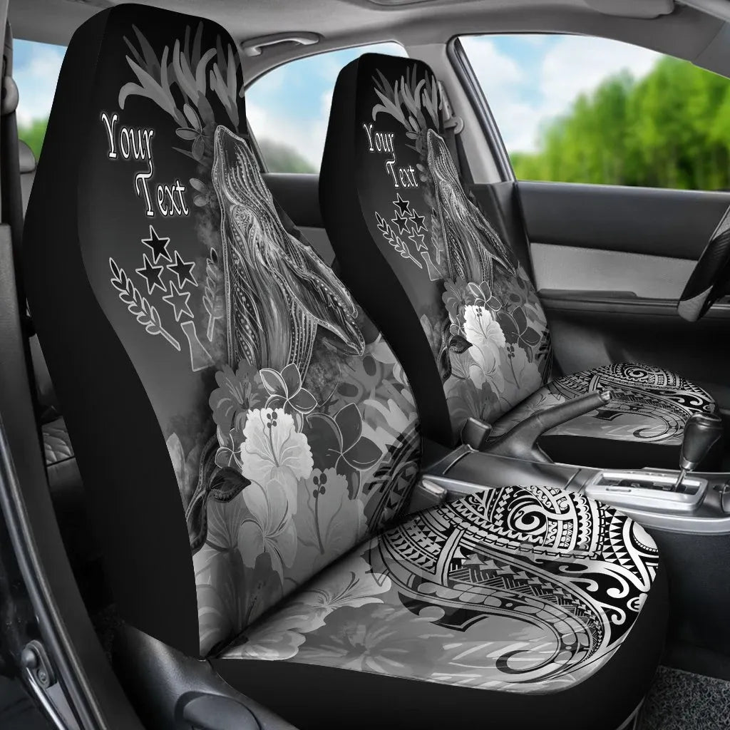 Kosrae Custom Personalised Car Seat Covers - Humpback Whale with Tropical Flowers (White)