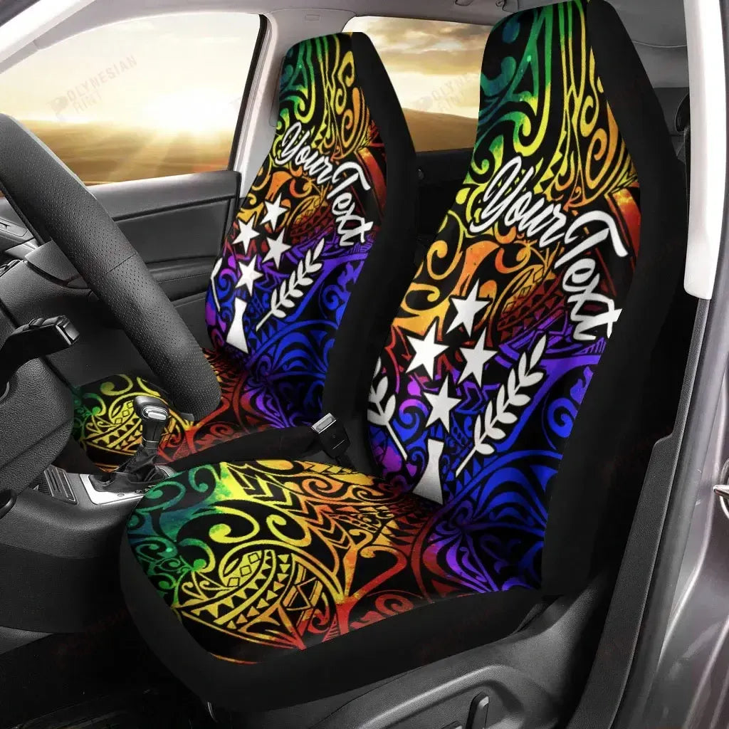 Kosrae Custom Personalised Car Seat Covers - Rainbow Polynesian Pattern