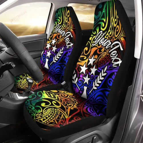 Kosrae Custom Personalised Car Seat Covers - Rainbow Polynesian Pattern