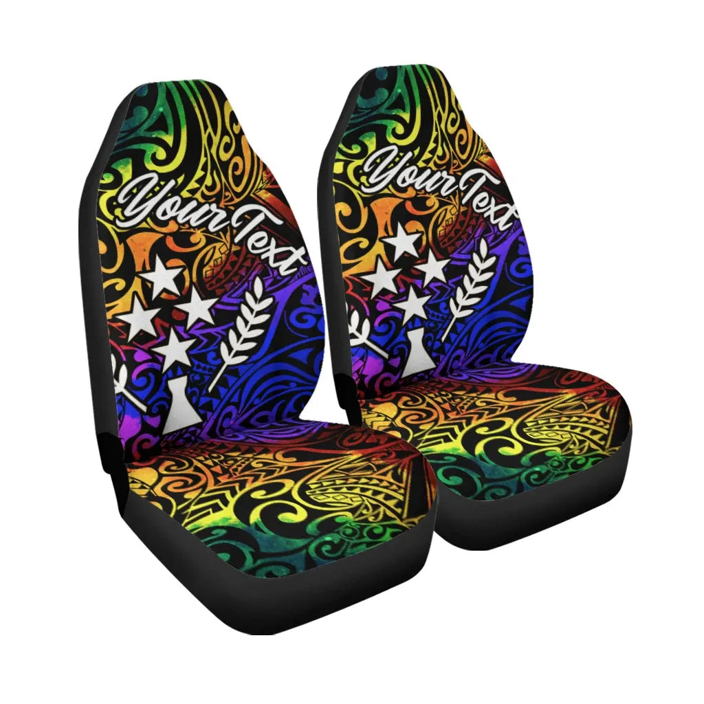 Kosrae Custom Personalised Car Seat Covers - Rainbow Polynesian Pattern