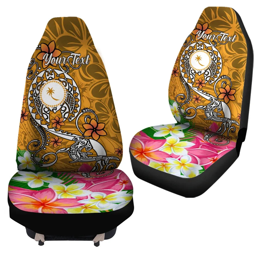 Kosrae Custom Personalised Car Seat Covers - Turtle Plumeria (Gold)