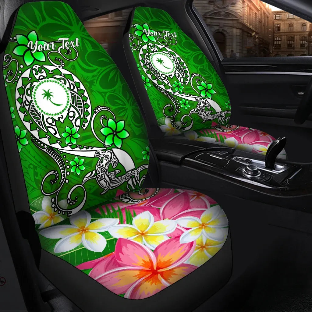Kosrae Custom Personalised Car Seat Covers - Turtle Plumeria (Green)