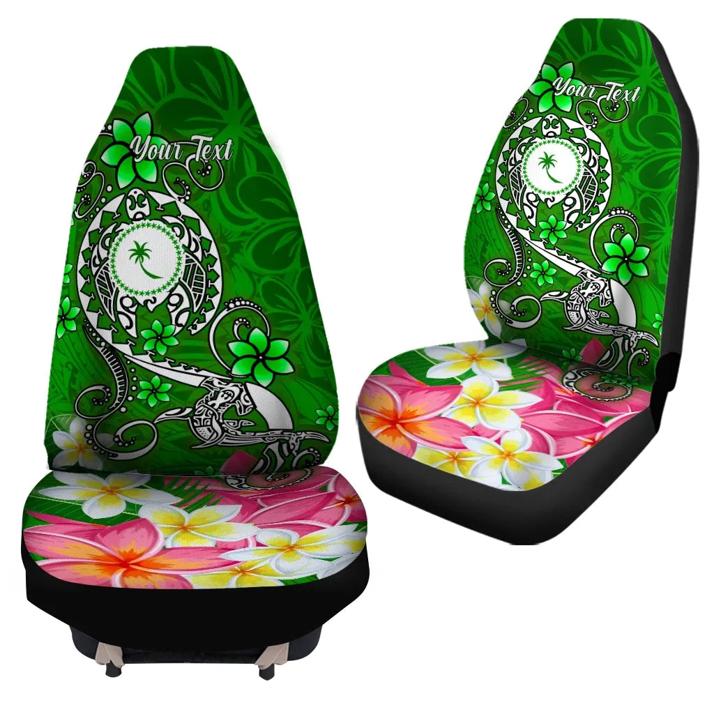 Kosrae Custom Personalised Car Seat Covers - Turtle Plumeria (Green)