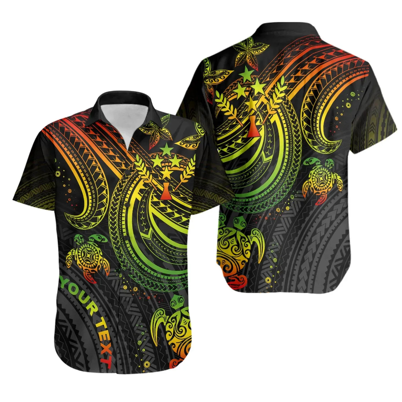 Kosrae Custom Personalised Short Sleeve Shirt - Reggae Turtle