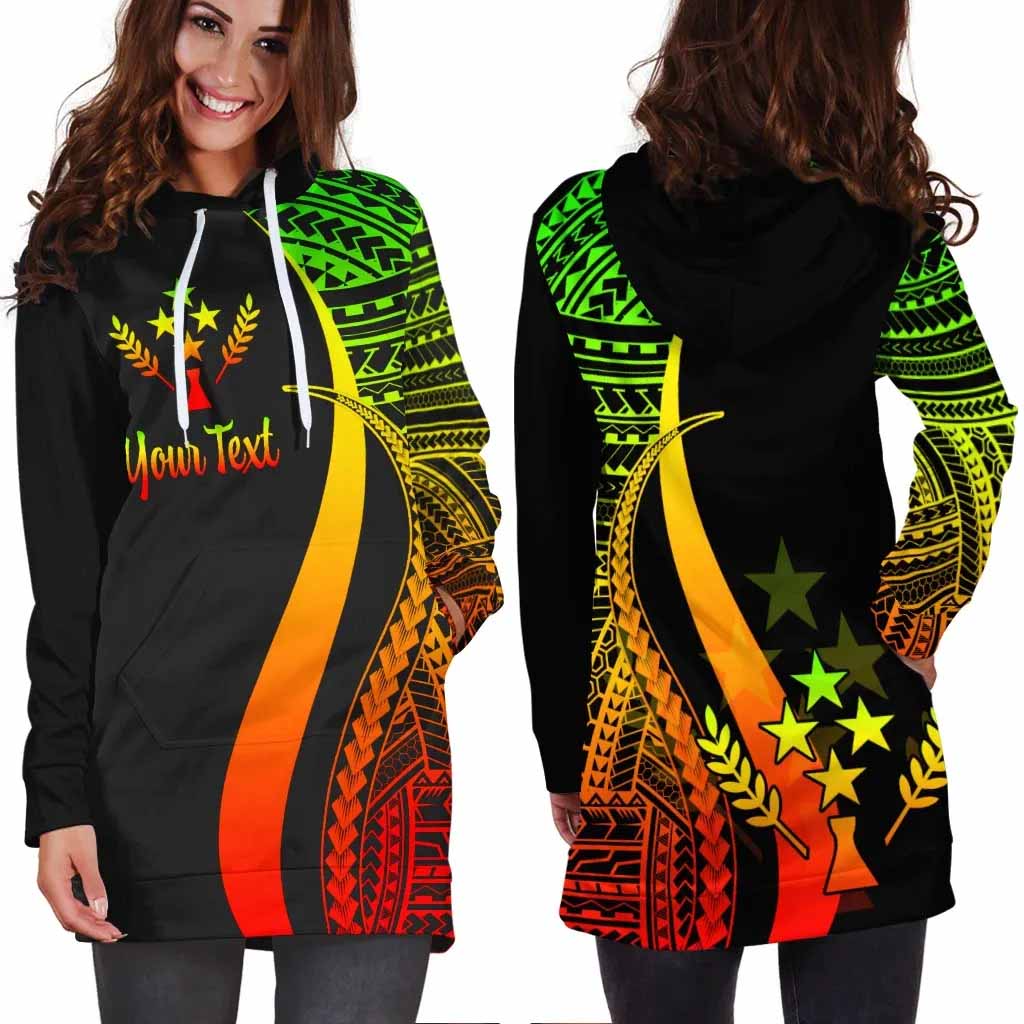 Kosrae Custom Personalised Hoodie Dress - Reggae Polynesian Tentacle Pattern