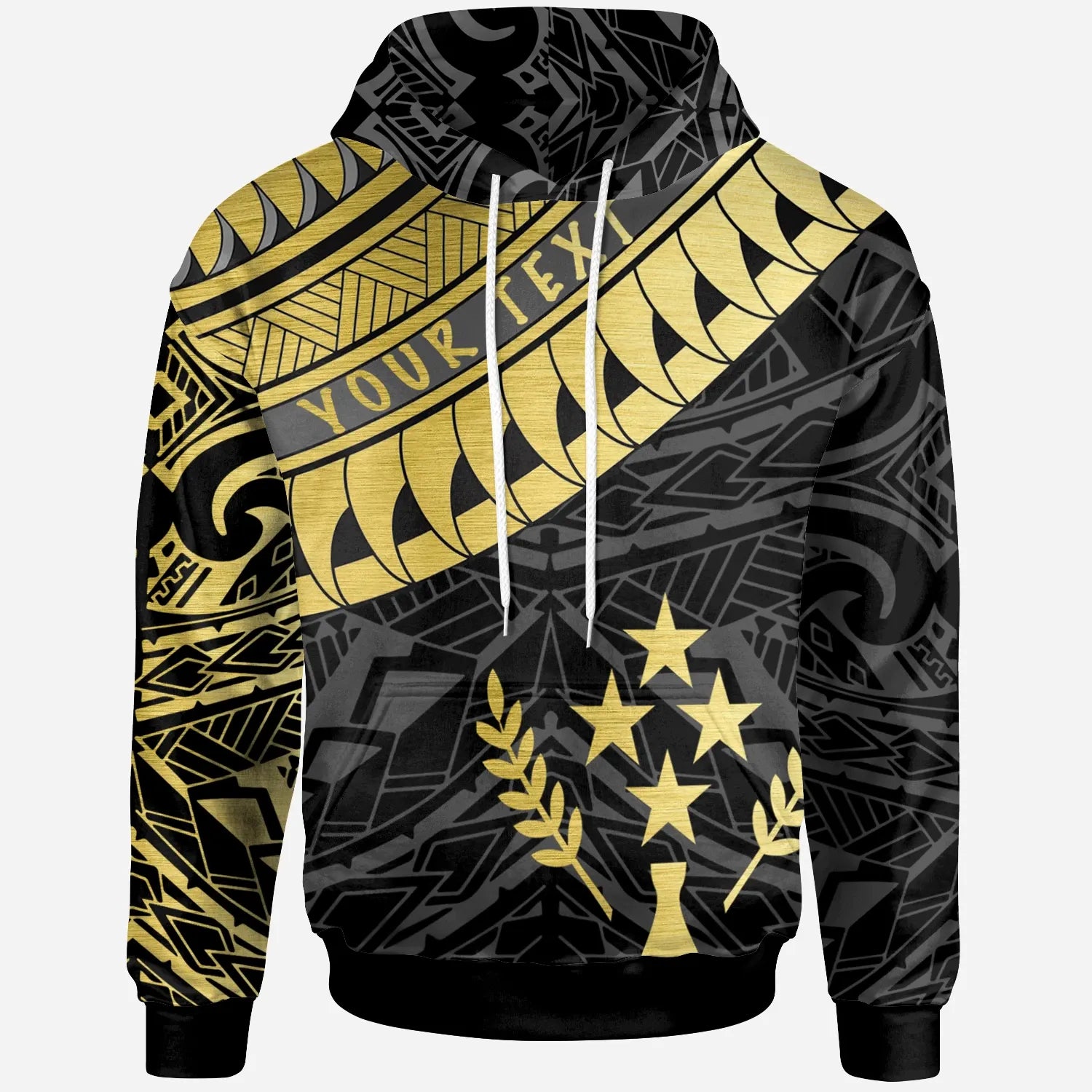 Kosrae Custom Personalised Hoodie - Ginger Lei Pattern Gold