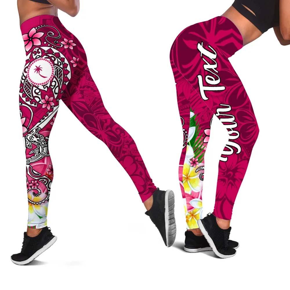 Kosrae Custom Personalised Legging - Turtle Plumeria (Pink)