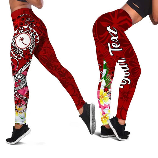 Kosrae Custom Personalised Legging - Turtle Plumeria (Red)