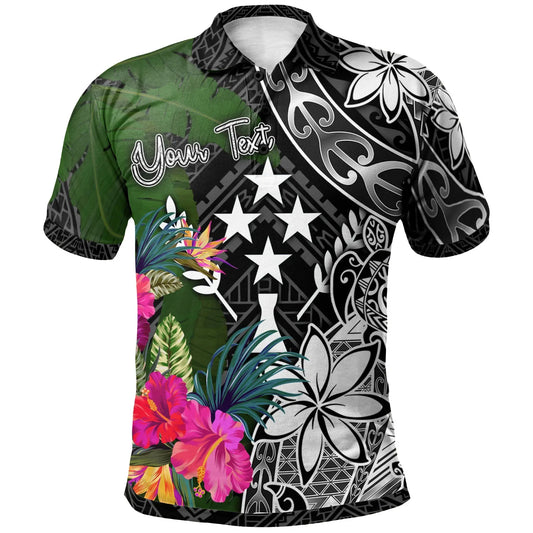 Kosrae Custom Personalised Polo Shirt - Turtle Plumeria Banana Leaf
