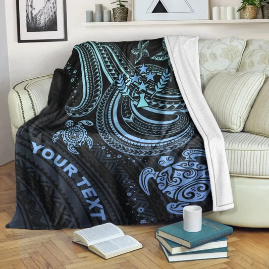 Kosrae Custom Personalised Premium Blanket- Blue Turtle