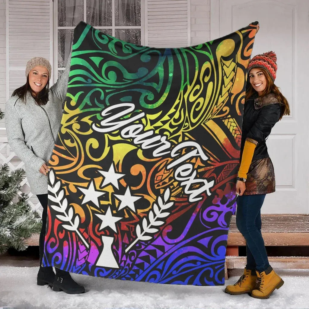 Kosrae Custom Personalised Premium Blanket - Rainbow Polynesian Pattern