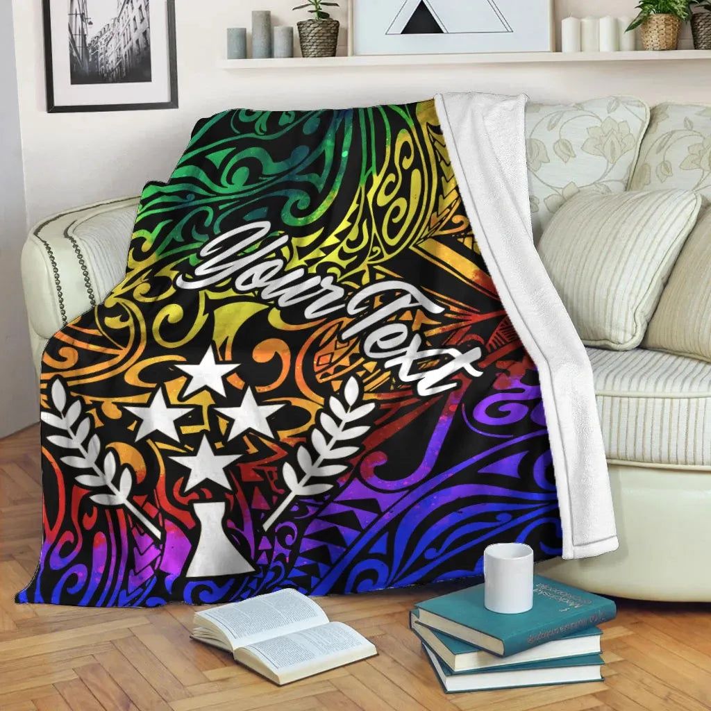Kosrae Custom Personalised Premium Blanket - Rainbow Polynesian Pattern