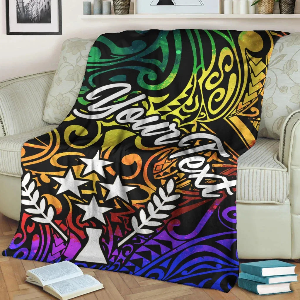 Kosrae Custom Personalised Premium Blanket - Rainbow Polynesian Pattern