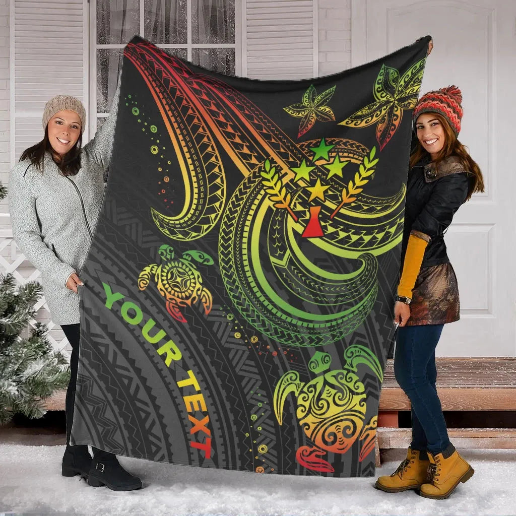 Kosrae Custom Personalised Premium Blanket- Reggae Turtle