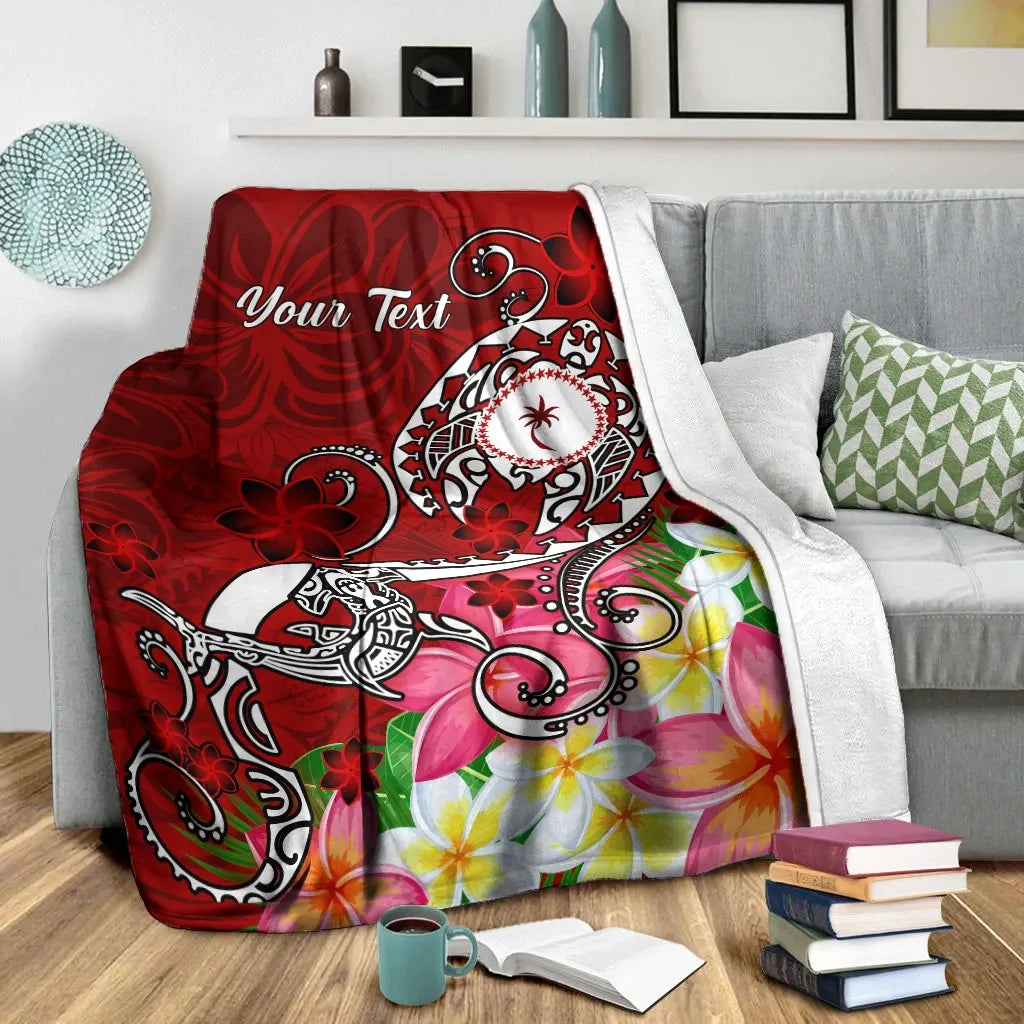 Kosrae Custom Personalised Premium Blanket - Turtle Plumeria (Red)