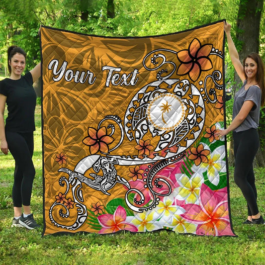 Kosrae Custom Personalised Premium Quilt - Turtle Plumeria (Gold)