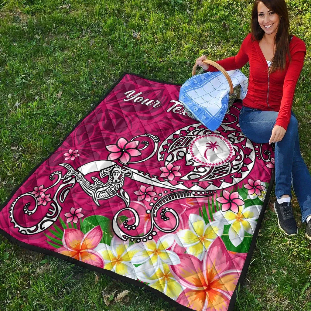 Kosrae Custom Personalised Premium Quilt - Turtle Plumeria (Pink)