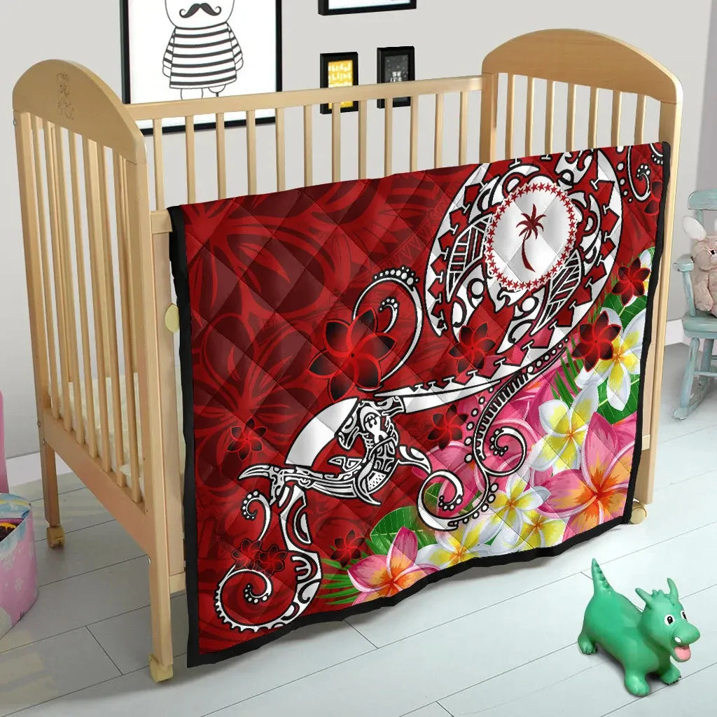 Kosrae Custom Personalised Premium Quilt - Turtle Plumeria (Red)