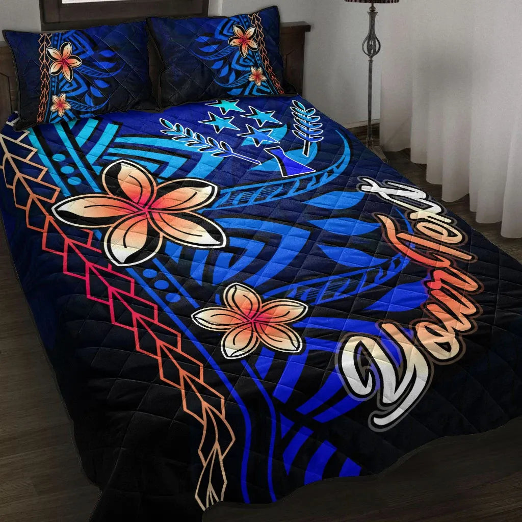 Kosrae Custom Personalised Quilt Bed Set - Vintage Tribal Mountain