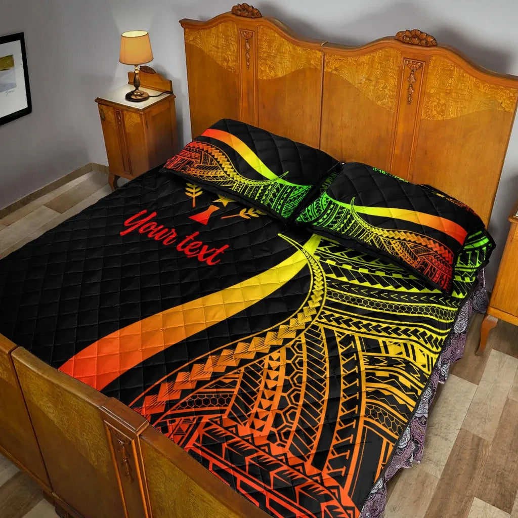 Kosrae Custom Personalised Quilt Bed Set - Reggae Polynesian Tentacle Tribal Pattern