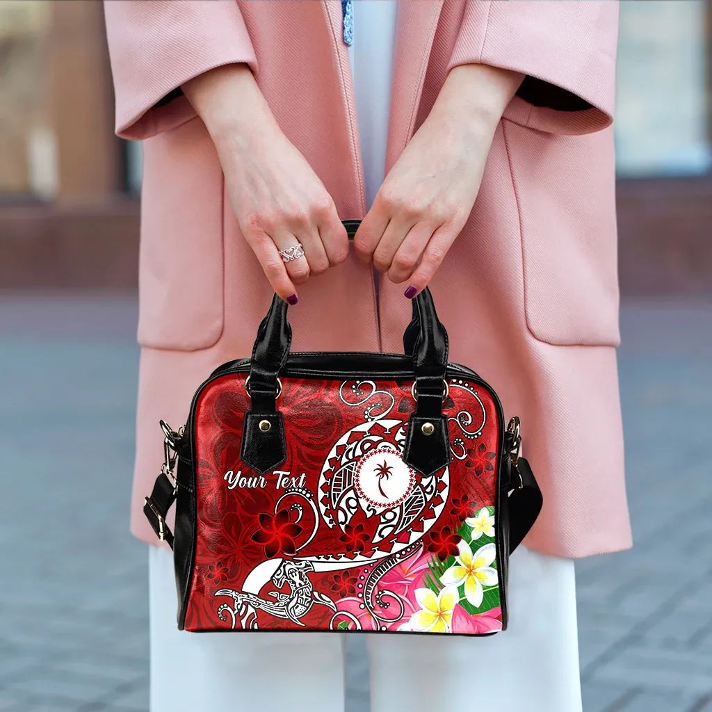 Kosrae Custom Personalised Shoulder Handbag - Turtle Plumeria (Red)