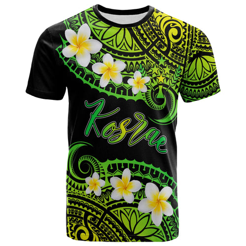 Kosrae Custom Personalised T-Shirt - Plumeria Polynesian Vibe Green