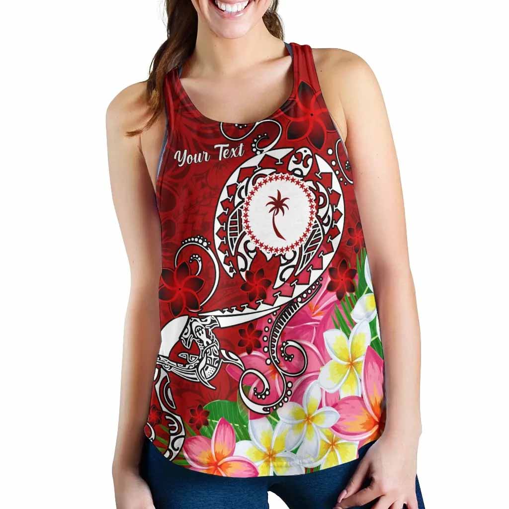 Kosrae Custom Personalised Women Racerback Tank - Turtle Plumeria (Red)