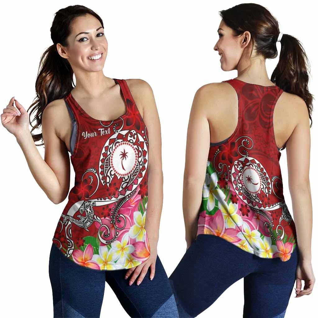Kosrae Custom Personalised Women Racerback Tank - Turtle Plumeria (Red)