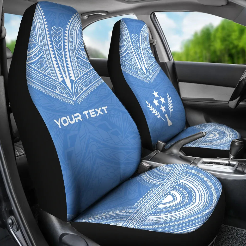 Kosrae Custom Personalised Car Seat Cover - Kosrae Flag Polynesian Chief Tattoo BLue Version