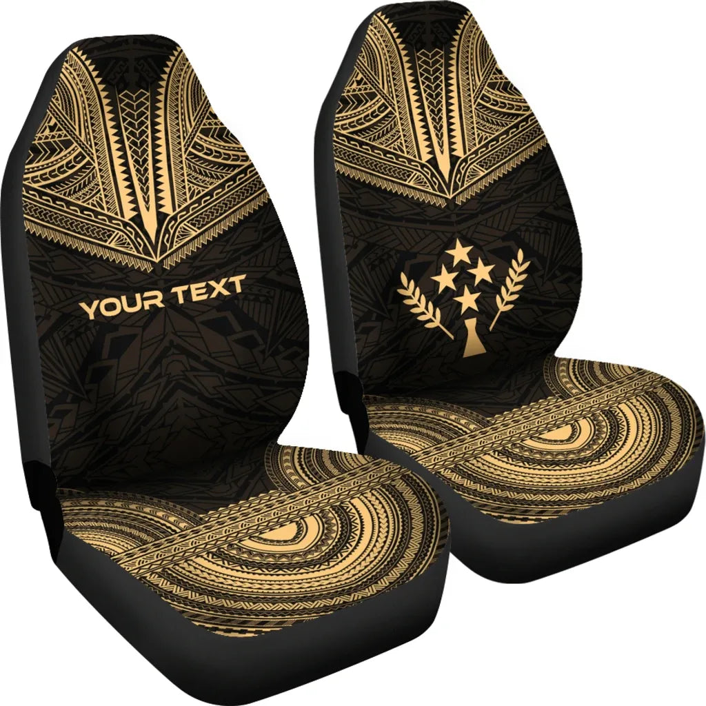 Kosrae Custom Personalised Car Seat Cover - Kosrae Flag Polynesian Chief Tattoo Gold Version