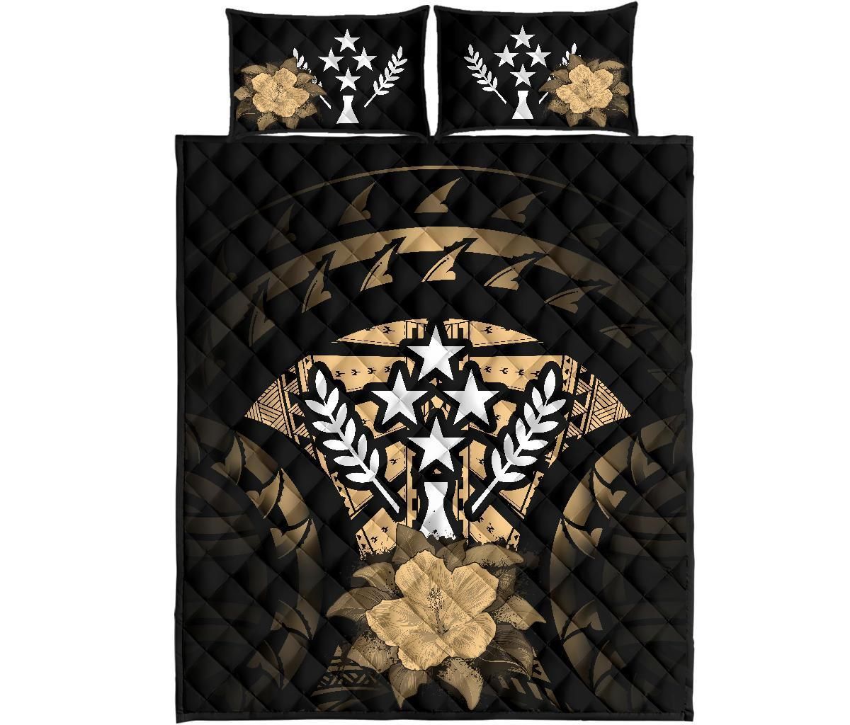Kosrae Polynesian Quilt Bed Set Hibiscus Gold