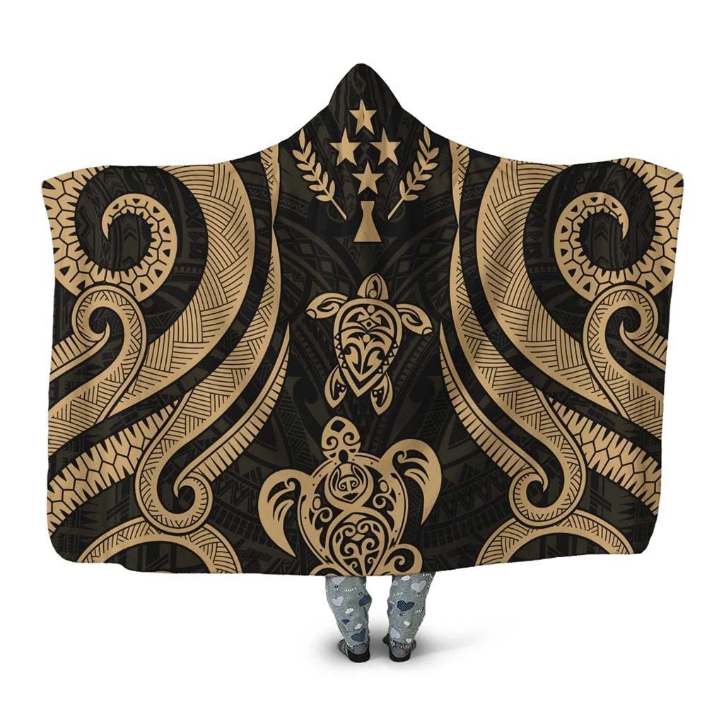 Kosrae Hooded Blanket - Gold Tentacle Turtle