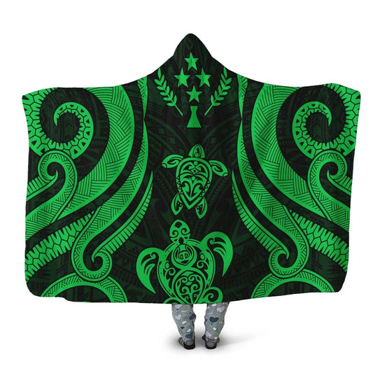 Kosrae Hooded Blanket - Green Tentacle Turtle