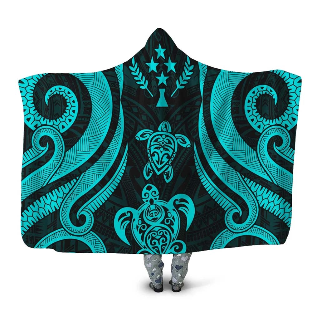Kosrae Hooded Blanket - Turquoise Tentacle Turtle