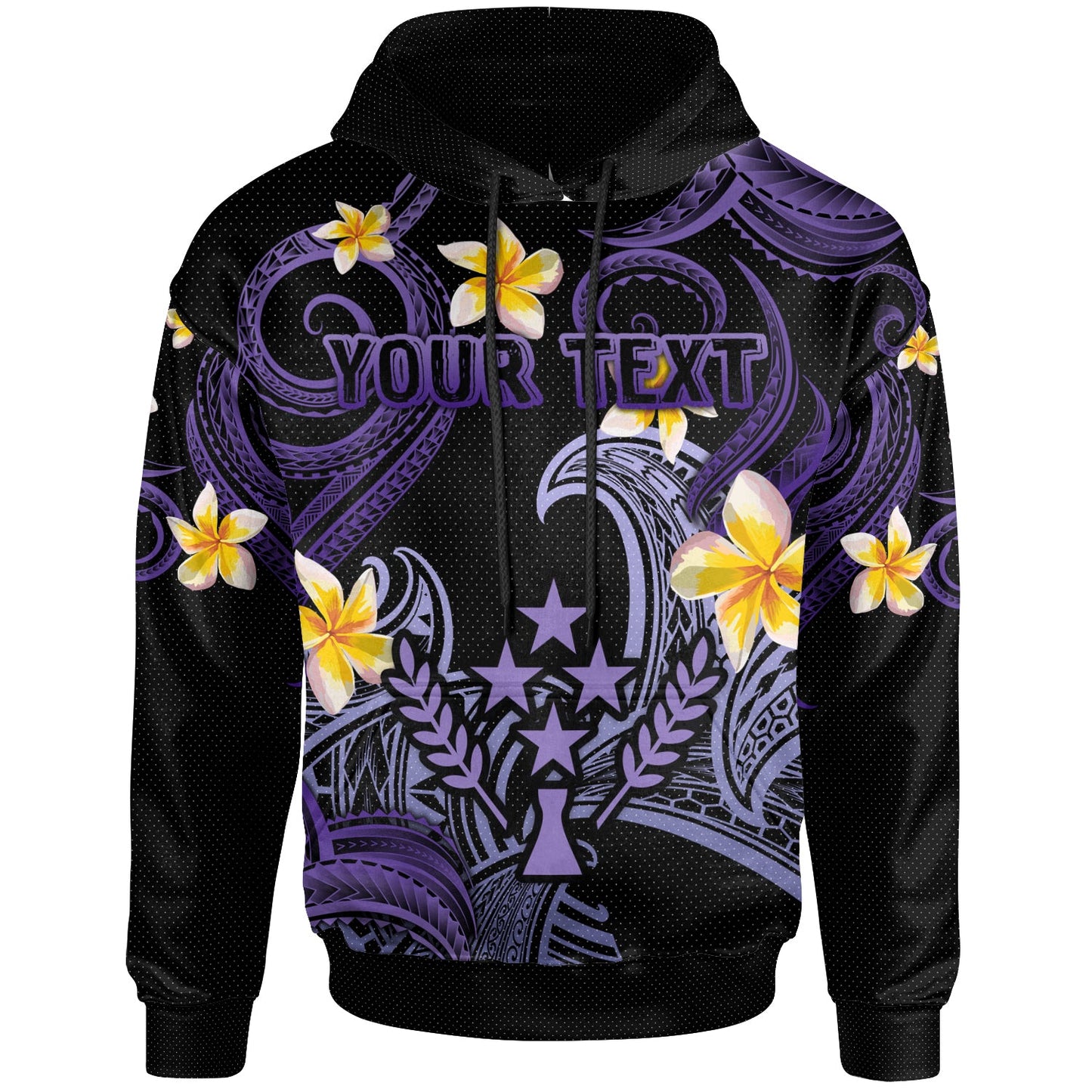 Kosrae Hoodie - Custom Personalised Polynesian Waves with Plumeria Flowers (Purple)