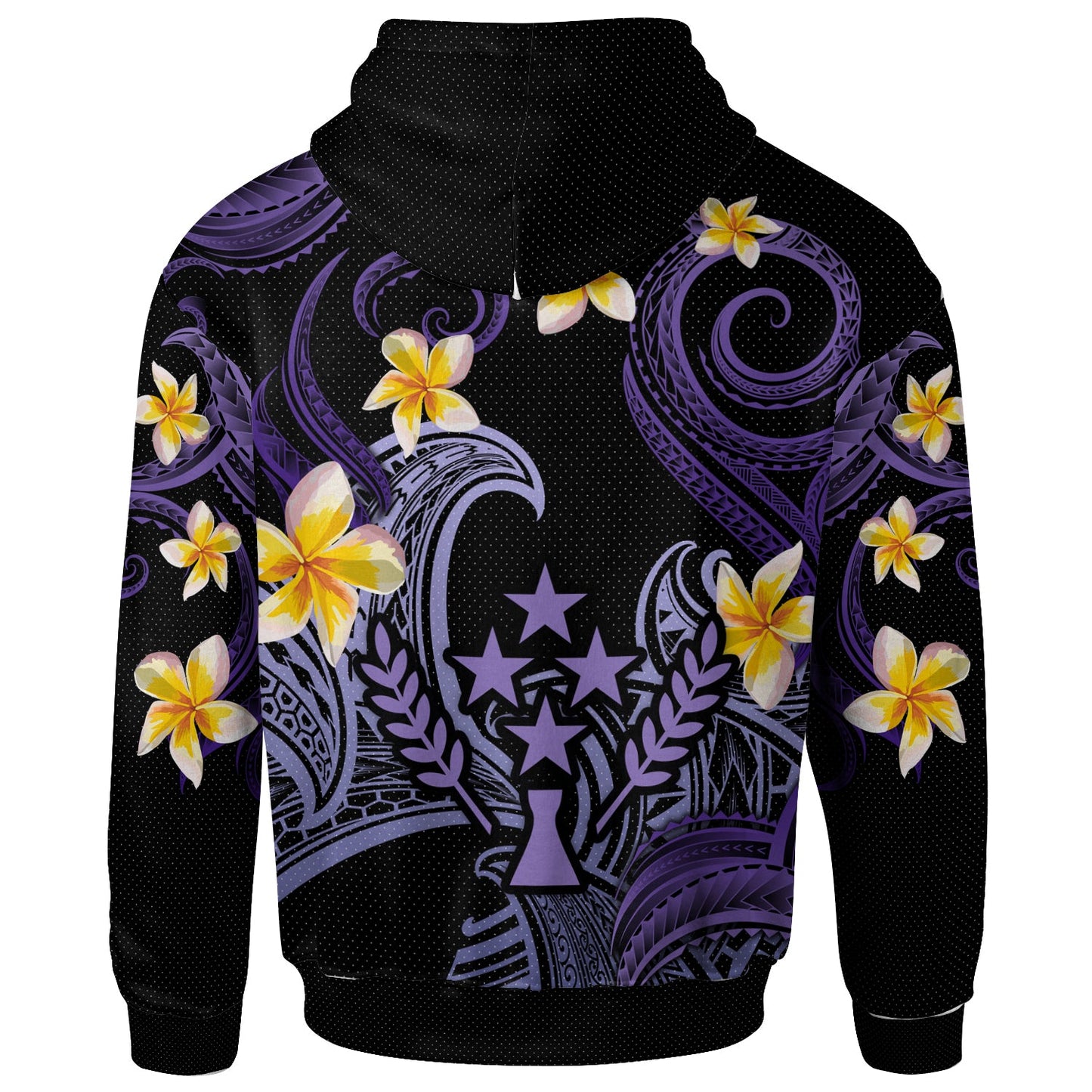 Kosrae Hoodie - Custom Personalised Polynesian Waves with Plumeria Flowers (Purple)