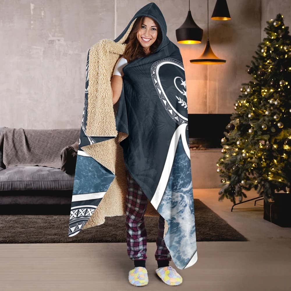 Kosrae Islands Polynesian Hooded Blanket - Ocean Style