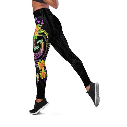 Kosrae Legging - Plumeria Flowers with Spiral Patterns