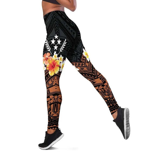Kosrae Legging - Tribal Pattern Hibiscus