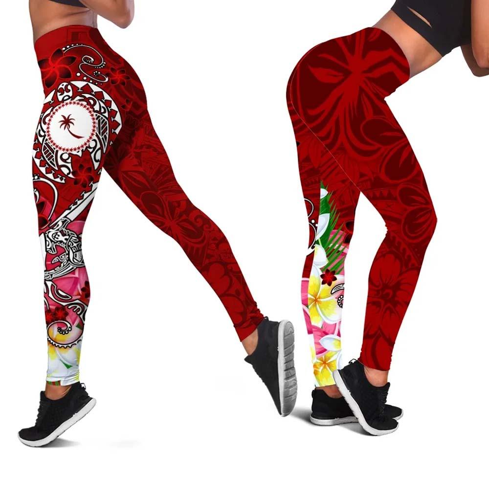 Kosrae Legging - Turtle Plumeria (Red)