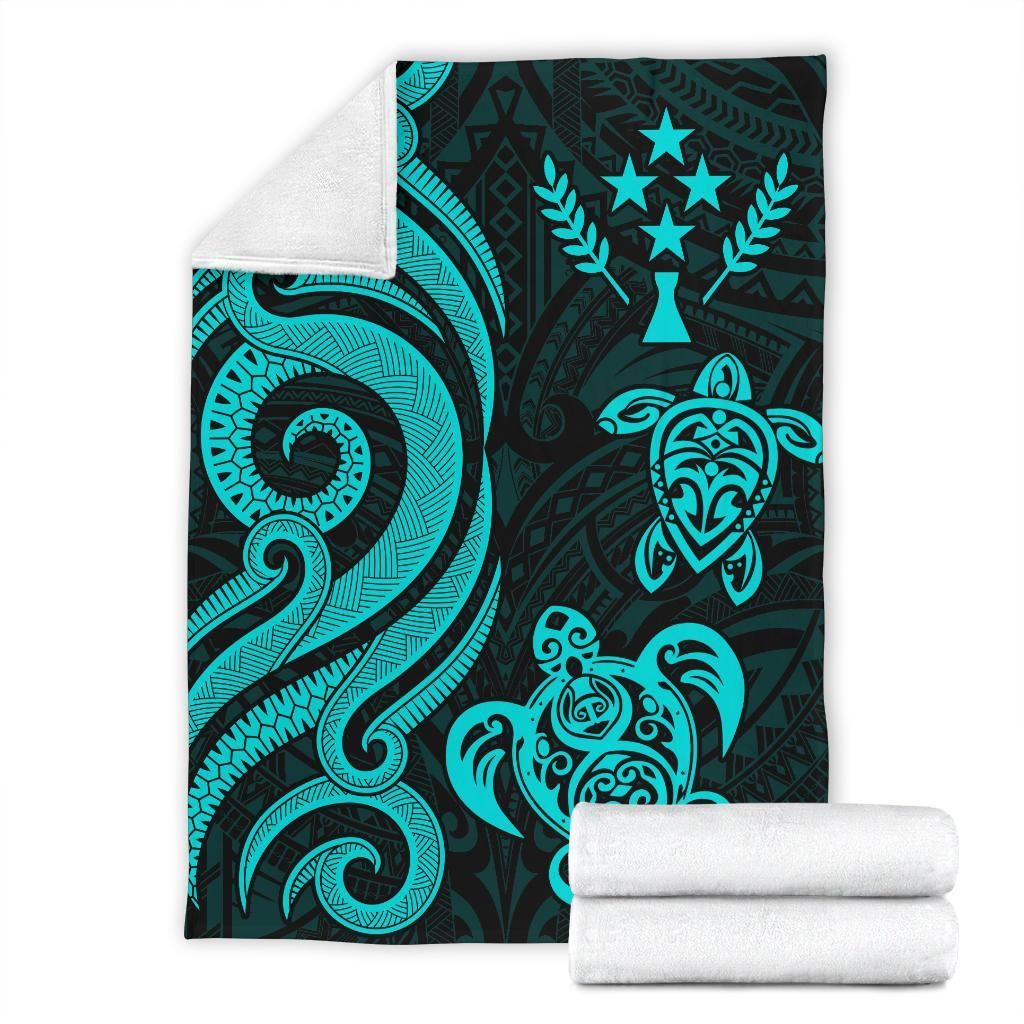 Kosrae Micronesian Premium Blanket - Turquoise Tentacle Turtle