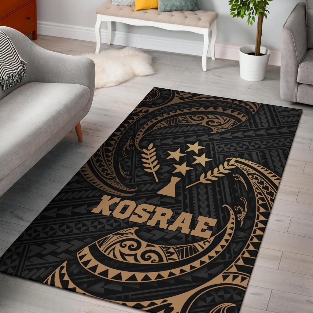 Kosrae Micronesia Area Rug - Gold Tribal Wave