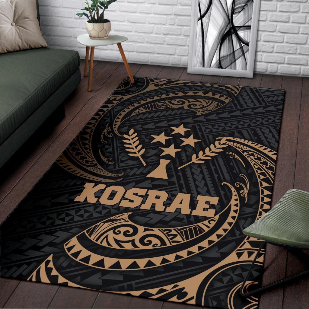 Kosrae Micronesia Area Rug - Gold Tribal Wave